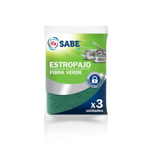 ESTROPAJO FIBRA VERDE SABE 3UDS
