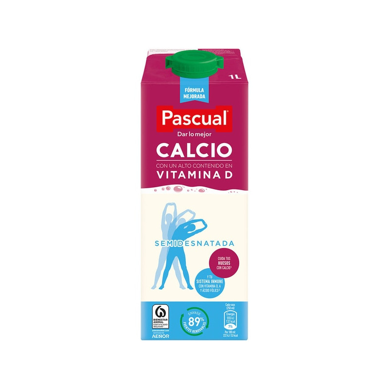 LECHE SEMIDESNATADA CALCIO PASCUAL 1L