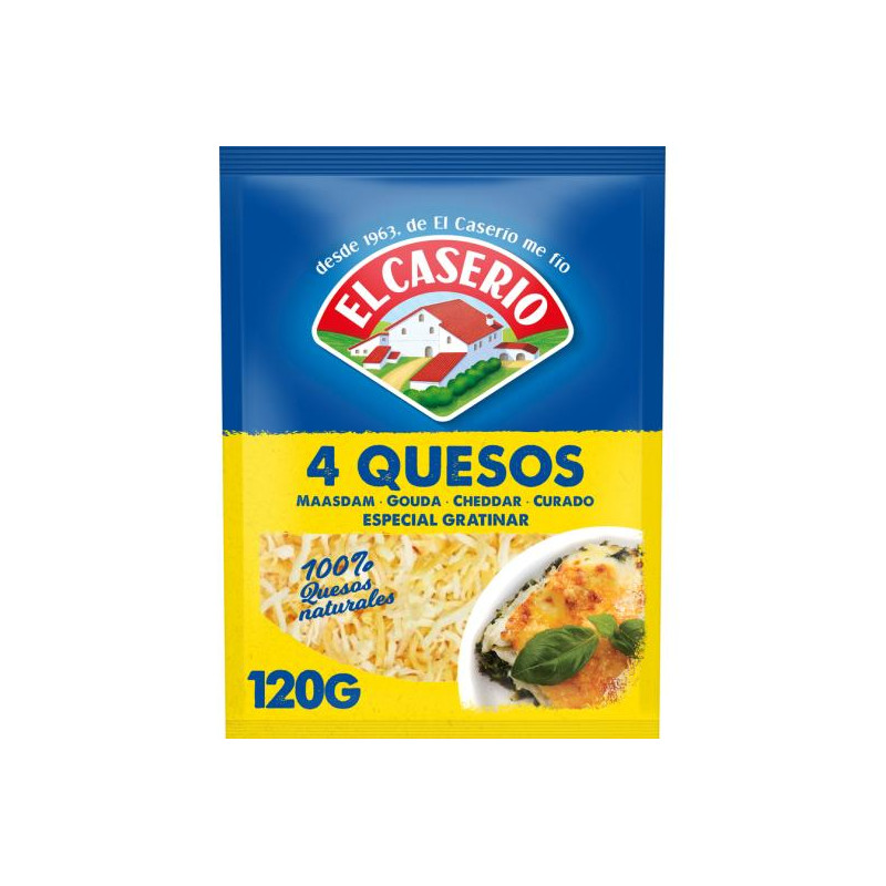 QUESO RALLADO EL CASERIO 4 QUESOS 120GR