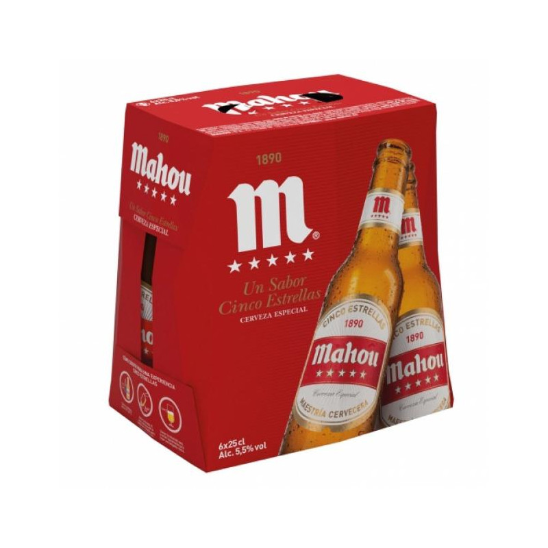 CERVEZA MAHOU 5 ESTRELLAS 6X25CL