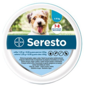 COLLAR ANTIPARASITARIO SERESTO PERRO -8KG 38CM