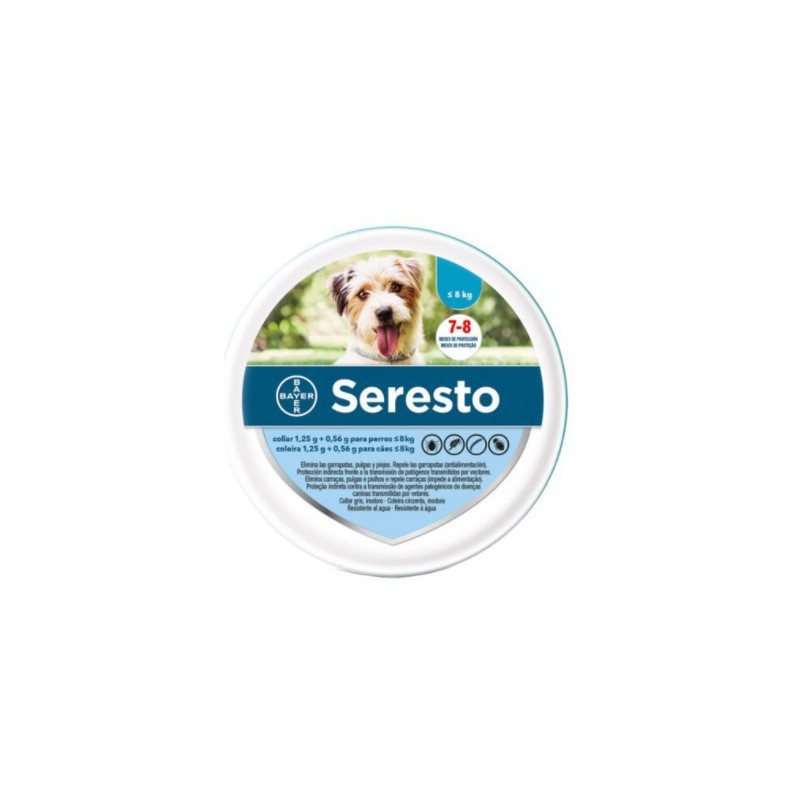 COLLAR ANTIPARASITARIO SERESTO PERRO -8KG 38CM