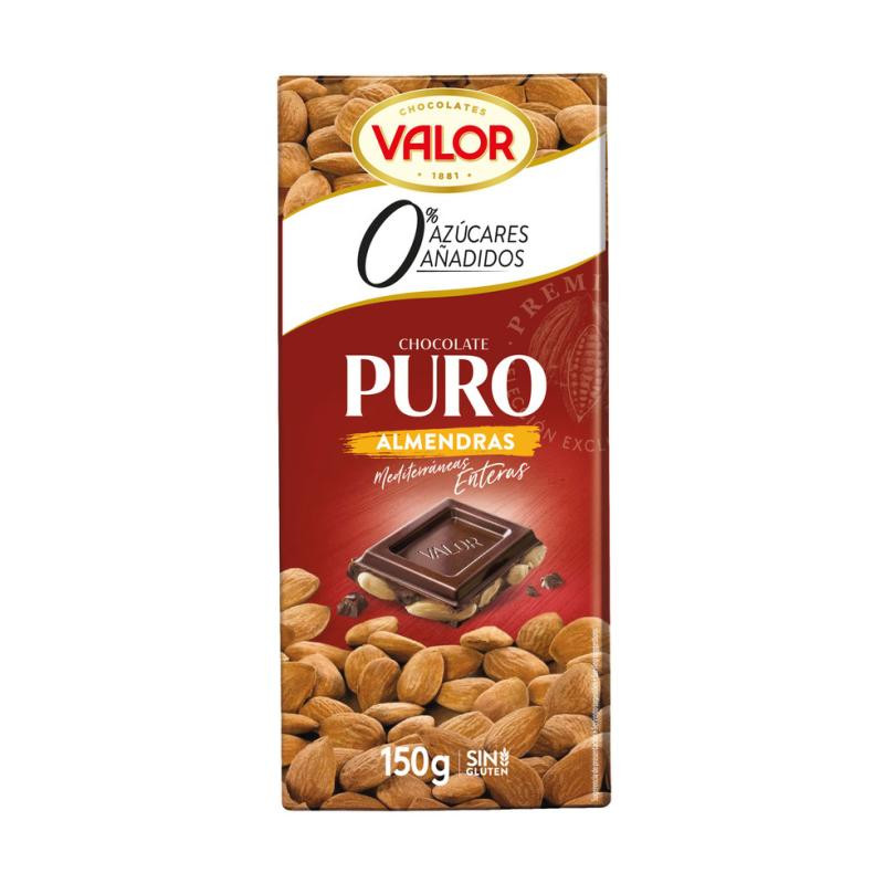 TABLETA CHOCOLATE SIN AZUCAR ALMENDRAS VALOR 100GR
