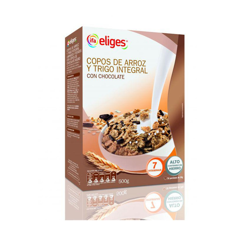 CEREALES COPOS DE ARROZ Y TRIGO CHOCOLATE IFA 500G