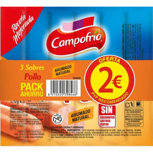 SALCHICHAS MEDIANAS POLLO 170GRX3 CAMPOFRIO