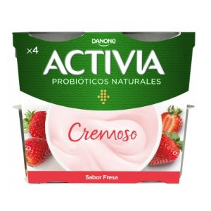 YOGUR CREMOSO DE FRESA ACTIVIA 4x115GR