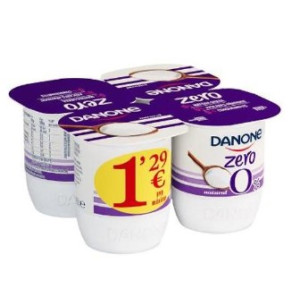 YOGUR DESNATADO NATURAL ZERO DANONE 4X120GR
