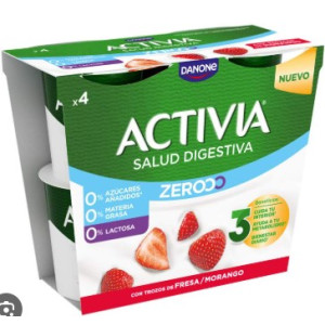 YOGUR ACTIVIA TRIPLE ZERO FRESA DANONE X4