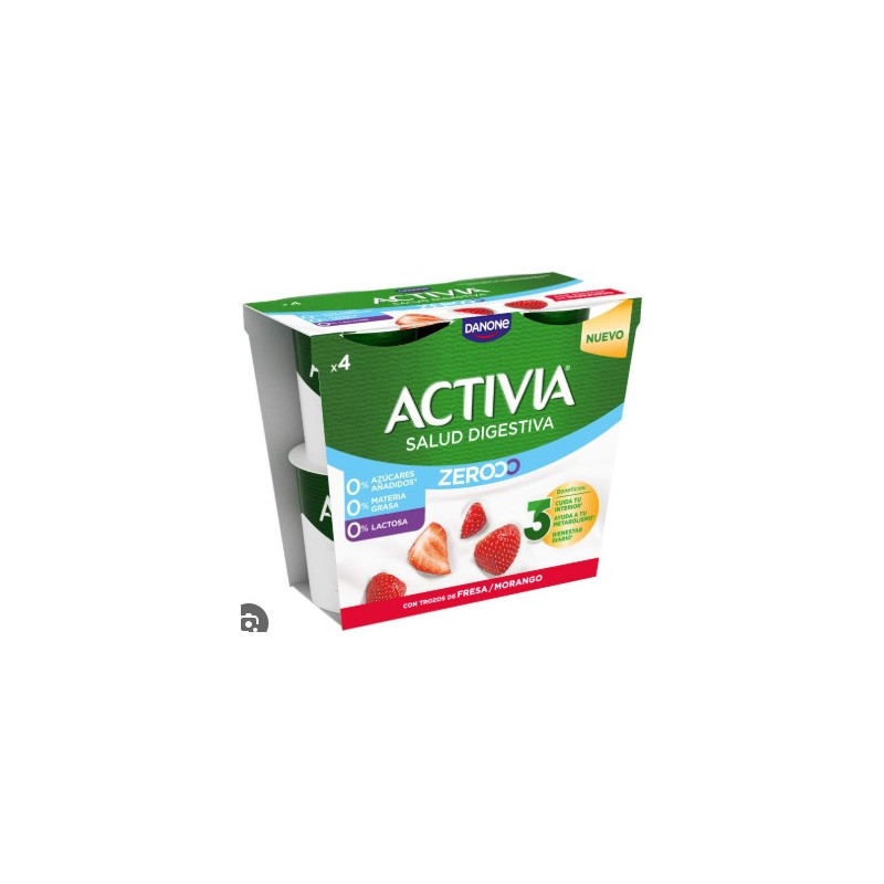 YOGUR ACTIVIA TRIPLE ZERO FRESA DANONE X4