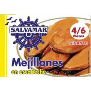 MEJILLON ESCABECHE 4/8 SALVAMAR 45GR