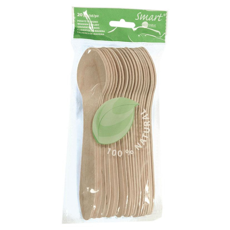 PACK 20 CUCHARAS DE MADERA SMART