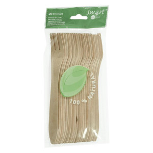 PACK 20 TENEDORES DE MADERA SMART