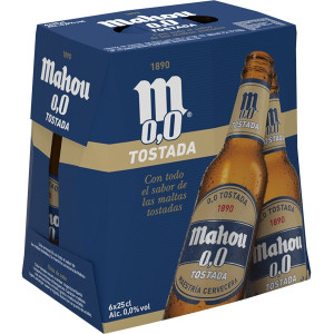 CERVEZA MAHOU 0 0 TOSTADA 6X25CL