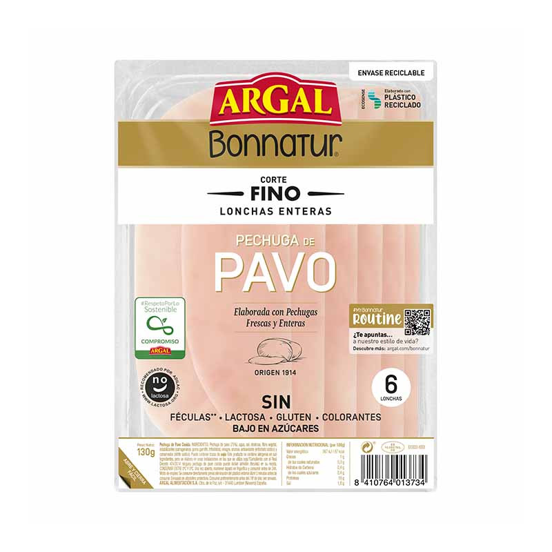 PECHUGA DE PAVO CORTE FINO ARGAL 115GR