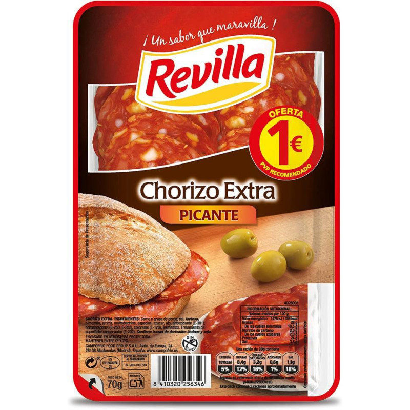 CHORIZO REVILLA PICANTE LONCHAS 65GR