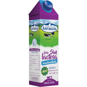 LECHE SEMIDESNATADA SIN LACTOSA ASTURIANA 1L