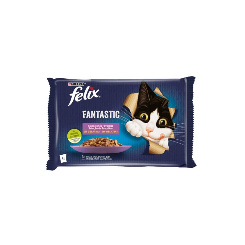 GELATINA GATO FELIX FANTASTIC PESCADO 4X85GR