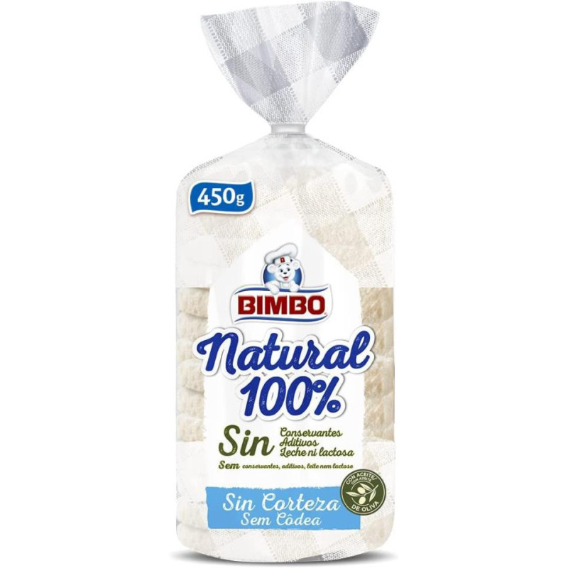 PAN DE MOLDE NATURAL SIN CORTEZA BIMBO 100 