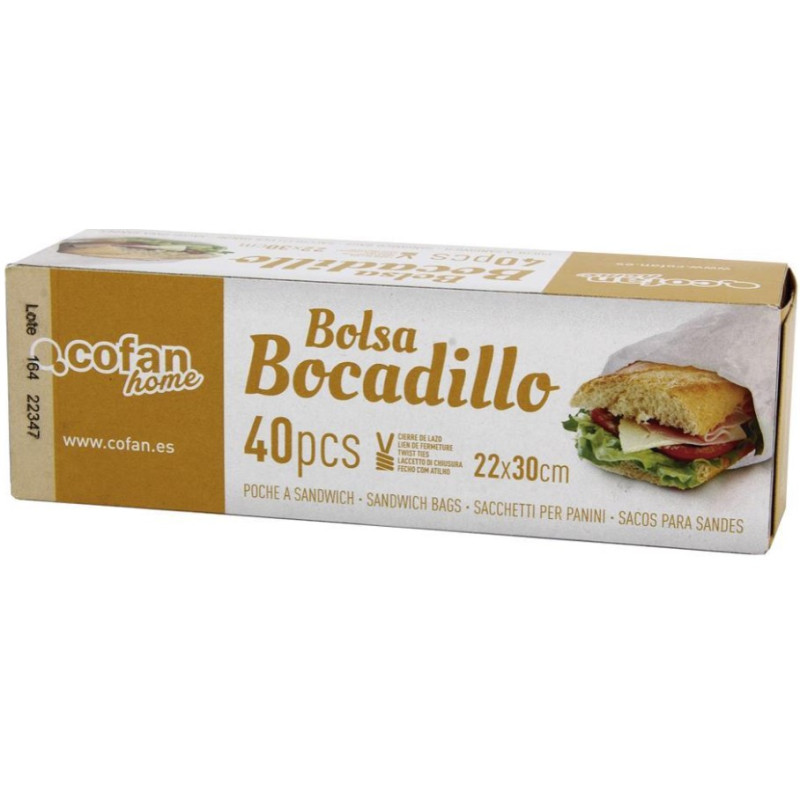 BOLSAS PARA BOCADILLOS 22X30 40UDS