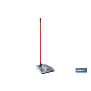 RECOGEDOR METALICO GALVANIZADO CON GOMA Y MANGO