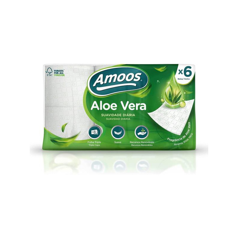 PAPEL HIGIENICO AMOOS ALOEVERA 3 CAPAS 6 ROLLOS
