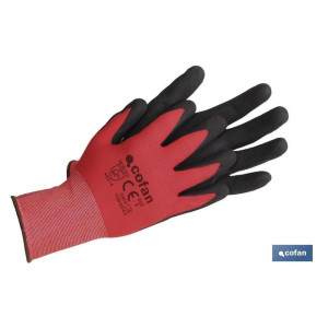 GUANTE IMPREGNADO ROJO/NEGRO TALLA 7